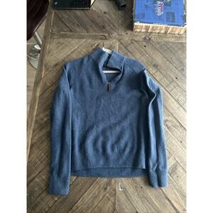 Banana Republic Quarter Zip Sweater Mens Medium Navy Blue Long Sleeve Cotton